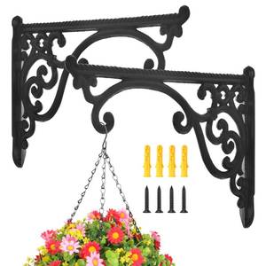 lot 8399 image: rumdraw Heavy Duty Metal Plant Hanger Wall Mounted - 2 Pack Rustproof Plant Hooks for Hanging Plants, Flower Pots, Bird Feeders, Lanterns, Wind Chimes, Indoor Outdoor Decorative Plant Bracket