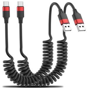 lot 8412 image: Coiled USB C Cable for Car, 2 Pack Type C Coiled Cable Fast Charging, USB to USBC Coiled Cable, USB C Car Charger Cord for iPhone 17 16 15, Samsung Galaxy S25 S24 S23 Ultra, Pixel 10 9