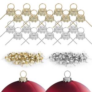 lot 8426 image: Cosmos 100 Pcs 2 Colors Round Christmas Ornament Caps, Christmas Ball Metal Hangers Caps Replacement Ornament Tops for Xmas Tree, Ceramic, Glass, DIY Decorations, GoldSilver (Small - 12 mm Dia.)