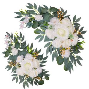 lot 8439 image: Ovveroche Wedding Arch Decorations 2 Pack, White Arch Flowers Swag Set