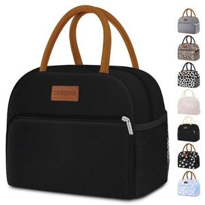 lot 8441 image: Coobiiya Lunch Box Lunch Bag for Women Men,Reusable Cute Lunch Pail bag,Leakproof,Insulated LunchBox Tote Compact 10L, Cooler Lunch Container for Work Travel Office (Black)