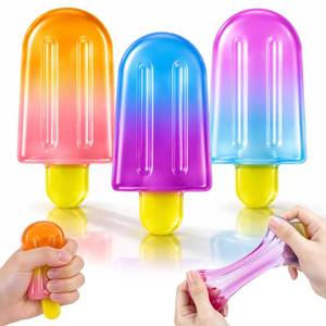 lot 8443 image: 3 Pack Ice Cream Bar Slow Rising Squishy Toys, Cute Food Popsicle Sensory Fidget Squishies for Kids Party Favors Stress Relief Gift