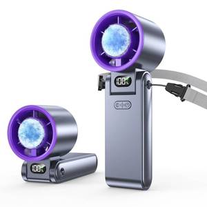 lot 8444 image: Hihvls Portable Handheld Fan with Ice Cooler, 199 Speed Personal Fan,5500mAh Rechargeable,20H Cooling Time,20000 RPM Powerful Motor, Summer Essential for TravelOutdoorOffice, Grey Purple