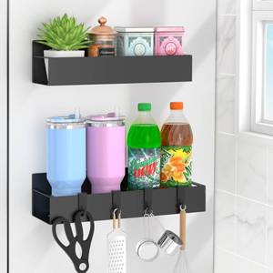 lot 8451 image: KilaYonle 2 Pack Magnetic Spice Rack for Refrigerator Black