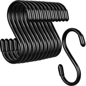 lot 8460 image: HiGift 3 Inch S Hooks for Hanging Heavy Duty - 12 Pack Vinyl Coated S Shaped Hooks, Black Non-Slip Rubber Metal Hooks for Closet Rod, Jeans, Plants, Pots, Pans, Bags, Towels, Cups, Purses