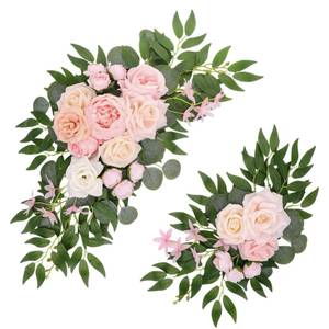 lot 8463 image: Ovveroche 2 Pcs Wedding Arch Decorations, Soft Pink Rose Garland Pastel Set