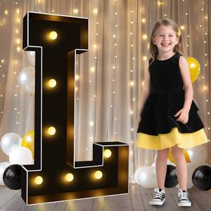 lot 8473 image: Pooqla 3FT Marquee Light Up Letters, Black Large Letter L Party Decorations