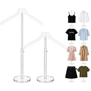 lot 8478 image: Gerrii 2 Pack Acrylic Shirt Display Stand Adjustable Height 23-34 Inch Clear Clothing Mannequin Stand Portable Garment Rack for T Shirt Jacket Coat Vendor Dress Clothes Retail Craft Show Indoor Home