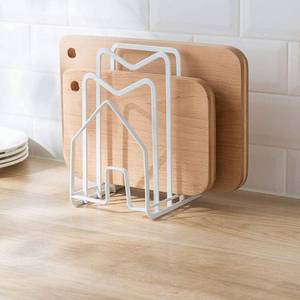 lot 9038 image: SUNFICON Cutting Board Rack Chopping Board Organizer Pot Pan Lids Holder Thin Bakeware Baking Tray Drying Display Stand Kitchen Countertop Cupboards Cabinet Office Sturdy Metal 4.92x5.7x8.47 in.White