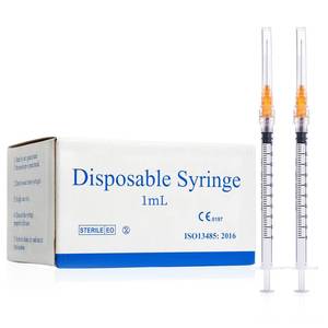 lot 9044 image: 1ml 25G 1inch Syringe with Needle, Sterile Disposable Packaging. (100)