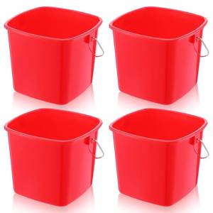lot 9057 image: 4 Pack Small Cleaning Pail, Square Detergent Bucket with Spout and Handle for Home, Offices, School, Commercial Use