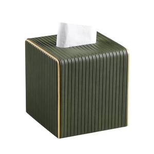 lot 9058 image: MEIBOOCH PU Leather Tissue Box Cover, Square Tissue Holder (Olive Green)