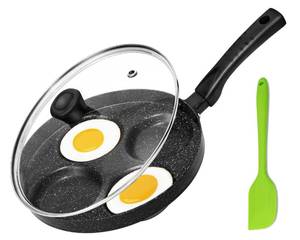 lot 9075 image: MyLifeUNIT Egg Frying Pan, 4-Cup Nonstick Fried Egg Pan, Aluminum Egg Cooker Pan with Lid and Spatula