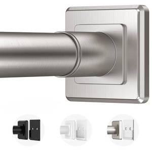 lot 9085 image: Haryaers Brushed Nickel Tension Curtain Rod Adjustable Shower Curtain Rods 30-76 In Spring No Drilling or Screw Installation Shower Rod for Bathroom Shower Bar for Closet Kitchen with Brackets