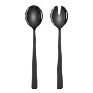lot 10006 image: Black Salad Utensils Set, 9.4 Inch Stainless Steel Salad Tossing Spoon And Fork Set of 2, Mirror Polished Kitchen Serving Set, Salad Tongs Alternative for Salad Pasta Fruit Buffet