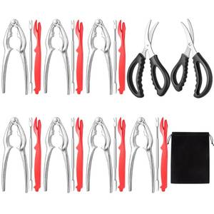 lot 10007 image: suoundey Seafood Cracker Tool Set With Lobster Sheller Stainless Steel Crab Crackers Crab Leg Fork Seafood Scissors And Storage Bag, Crab Leg Pick Utensils Set Crab Eating Tools (24Pcs)
