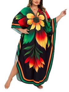 lot 10016 image: Kaftan Dress for Women - Plus Size Caftan Maxi Beach Dress Moo Moos Loungewear, Swimsuit Cover Up for Beach, Pool or Vacation