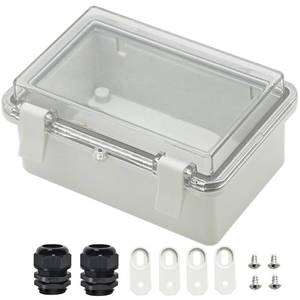 lot 10017 image: Zulkit Junction Box ABS Plastic Dustproof Waterproof IP65 Electrical Boxes Hinged Shell Outdoor Universal Project Enclosure Clear Cover with 2 Cable Glands 5.9 x 3.9 x 2.8 inch (150x100x70 mm)