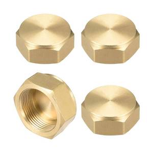 lot 10025 image: uxcell M20x1.0 Pipe Fitting Cap, Brass Hex Female Thread Hose Connector, for Garden and Outdoor Water Pipes Nozzle Joints, 4Pcs