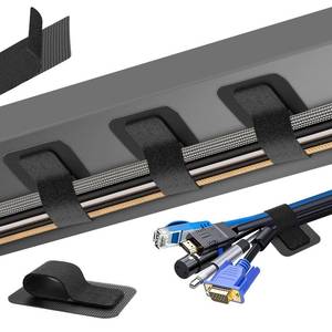 lot 10028 image: Cable Management Under Desk, Enhanced up to 15 Cord Organizer 20 Pair-Black