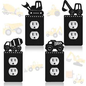 lot 10029 image: Peryiter 4 Pcs Construction Vehicles Light Switch Outlet Cover