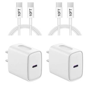 lot 10030 image: iPhone 18 17 16 15 Charger Fast Charging 10FT - 20W USB C Charger Block