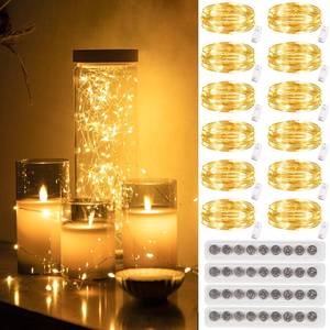 lot 10032 image: Oviviam 12 Pack Fairy Lights Battery Operated, 3 Modes Warm White 7ft 20 LED Mini String Twinkle Lights Waterproof for Mason Jars Bedroom Bottle Party Wedding Christmas Centerpiece Table Decorations