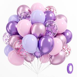 lot 10040 image: 60pcs Pink and Purple Balloons 12inch with Purple Pink Confetti Balloons