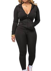 lot 10054 image: Mrskoala Two Piece Outfits for Women Jogger Sets Workout SweatSuits Tracksuit Pants Set Black L