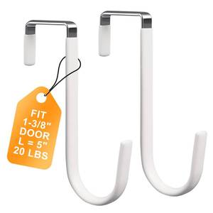 lot 10057 image: Over The Door Hooks 2 Pack �� Heavy Duty Door Hanger Hooks for Hanging Towels, Bags, Robes, Clothes �� No Drilling Over Door Hook, Dorm Essentials, Towel Racks for Bathroom, Bedroom, Closet