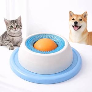 lot 10061 image: Calming Lick Bowl for Dogs & Cats, Anxiety Relief Enrichment Toy, Non-Slip Slow Feeder with Rotating Lick Ball for Liquid & Wet Food, Keeps Pets Busy, Happy & Engaged
