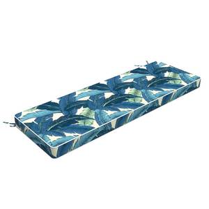 lot 10067 image: LVTXIII Outdoor Bench Cushion with Ties, 54x18x3 Inch Water-Repellent Patio Furniture Cushion, Long Cushion Pad for Patio Sofa, Garden Seat, Porch Glider, Swaying Palms Blue