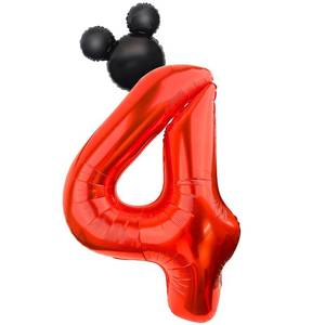 lot 10081 image: LEBERY Mouse Number 4 Balloon 40 Inch Red Number 4 Balloon