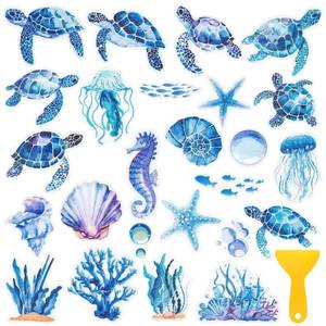 lot 10084 image: 26Pcs Non Slip Bathtub Stickers, Cute Turtle Stickers with Scraper