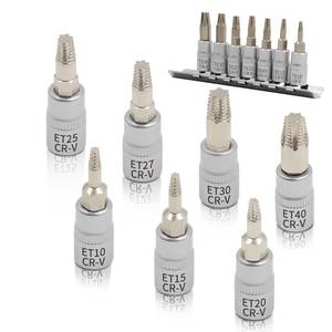 lot 10087 image: JEUCLEL 7PCS Torx Star 6 Point 14 Drive Socket Kit, Broken Bolt Extractor