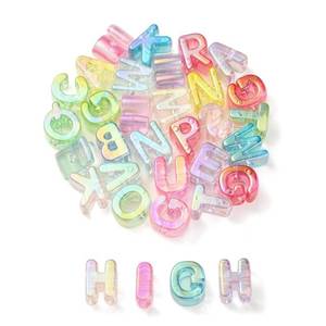 lot 10494 image: DanLingJewelry 90Pcs Random Acrylic Letter Beads Rainbow Alphabet Letter Bead Spacer Loose Bead for Bracelets Jewelry Making