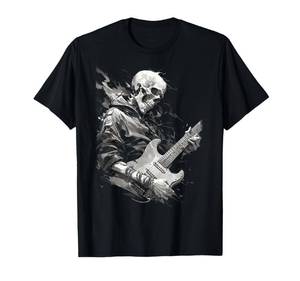 lot 10495 image: Skeleton Playing Guitar,Rock Star Shredding Guitar T-Shirt, Men, Black, 3X-Large