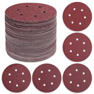 lot 11602 image: 110 PCS 6 Inch 6-Hole Sanding Discs, Round Hook and Loop Sandpaper
