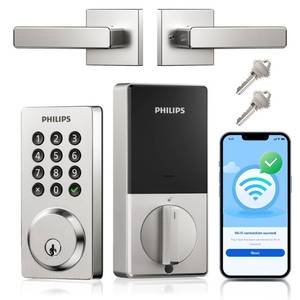 lot 11605 image: Philips WiFi Keypad Door Lock with Handle, App Control Smart Deadbolt Lock