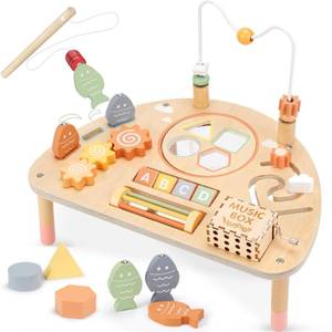 lot 11606 image: Vanplay 8 in 1 Wooden Activity Table, Montessori Toys for 2 Year Old Gift
