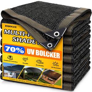 lot 11609 image: JOJOLEE 70% Sun Shade Cloth, 12x12FT Shade Net Mesh Tarp with Grommets, Black Sunblock Cover for Outdoor Patio Plants, Pergola, Greenhouse, Chicken Coop, Backyard, Balcony