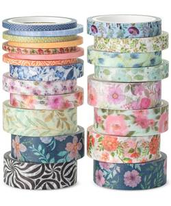 lot 12204 image: Mr. Pen- Washi Tape Set, 21 Rolls, Assorted Sizes, Floral Vintage