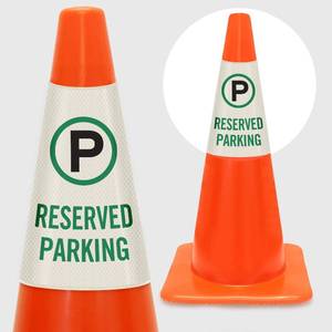 lot 12208 image: SmartSign Reserved Parking Bright Reflective Cone Message Sleeve, Pack of 1 Cone Not Included