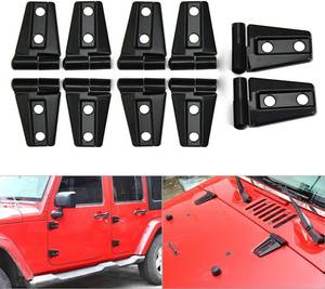 lot 13817 image: 10PCS Car Engine Hood Hinge & Door Hinge Cover Trim for Jeep Wrangler JK Unlimited 4-Door 2007-2018 (Black)