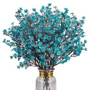 lot 13818 image: HIAGROW 8Pcs Babys Breath Artificial Flowers Silk,Real Touch Peacock Blue Bouquets Flowers for Vase Home Office Wedding Spring Winter Indoor Outdoor Centerpiece Table Mothers Day Decorations