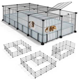 lot 13827 image: BUCATSTATE Guinea Pig Cages with Floor Mat, 20 Panels Guinea Pigs Playpen with Top Cover, Metal Rabbit Cage Indoor for Hedgehogs, Quail, Chickens (47 L x 24 W x 12 H)