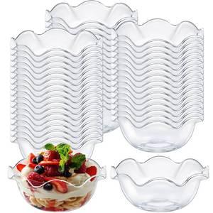 lot 13828 image: Newtay 50pcs 6oz Small Plastic Dessert Cups Ice Cream Bowl Reusable, Clear