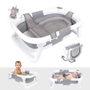 lot 13832 image: BEBELEH Collapsible Baby Bathtub �� Bathtub  Baby tub Sling  Newborn Sling �� Baby Bathtub Newborn to Toddler 0-24 Months �� The Ultimate Travel Baby Bath Tub and Everyday Use (Gray)