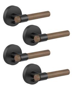 lot 13835 image: Asidrama 4 Pack Privacy Matte Black Door Handles, Indoor Solid Wood Heavy Duty Door Lever with Door Knobs for Bedroom or Bathroom, Door Handles Interior with Locks for Left Right Sided Doors