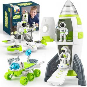 lot 13836 image: TOY Life Space Rocket Toy for Kid, Shuttle with Astronaut Spaceship Planet and Car, for Boy 3 4 5 6 7 8, Birthday Gift for Age 3